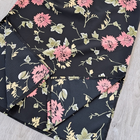 Vintage Carroll Reed Made In Canada Floral Fairy Festival Black Midi Skirt Sz M - Picture 8 of 8